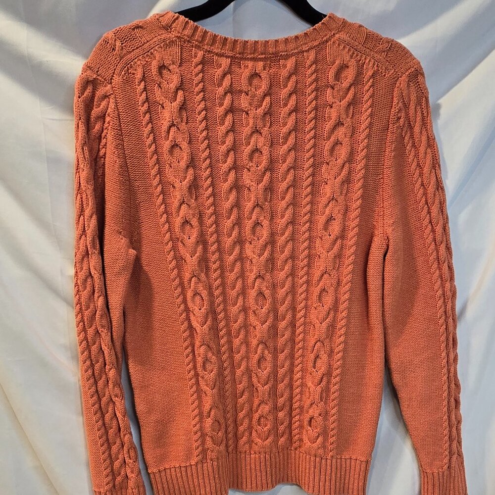 Vintage L.L. Bean Sweater Size Medium Orange Knitted - Picture 5 of 6